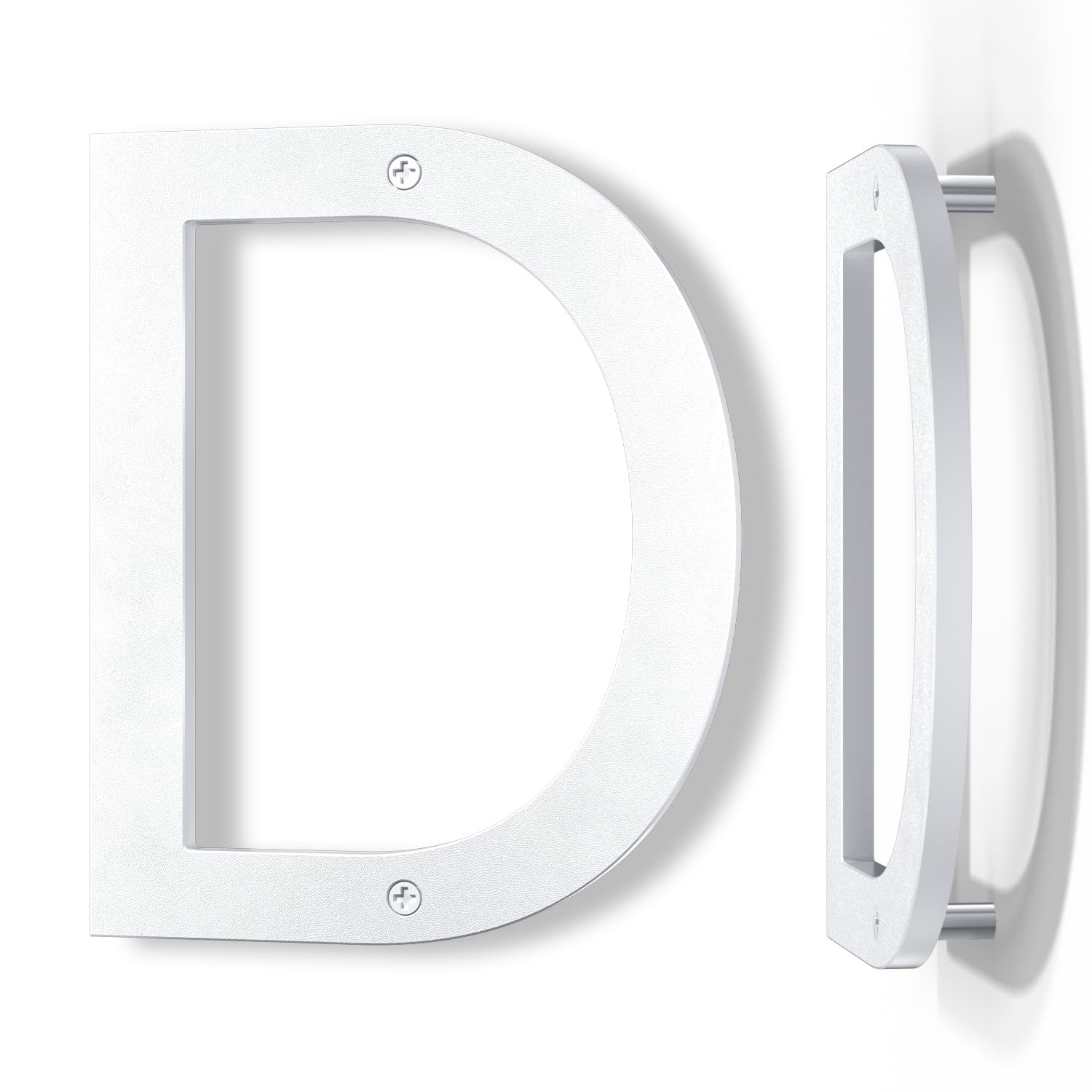 Yafimea 8 Inch White House Numbers, Large Floating Screw On Numbers with 3D Shadow Effect for Outside Wall Fence Gate, Weatherproof ABS Plastic (D)