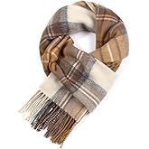 WAMSOFT Wool Winter scarf Plaid scarf Soft Warm Tartan checkered Striped Fashion Scarf Classic for Women Men Scarves