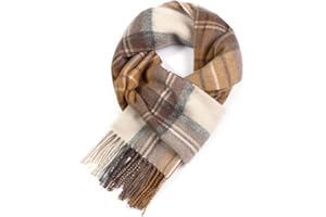 WAMSOFT Wool Winter scarf Plaid scarf Soft Warm Tartan checkered Striped Fashion Scarf Classic for Women Men Scarves