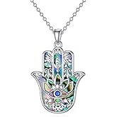 PROESS Sterling Silver Hamsa Fatima Necklace Elephant Necklace Blue eye Pendant Jewelry for Men Women Girls Boy