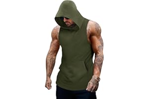 TUREFACE Mens Workout Sleeveless Tank Top Bodybuilding Hooded Muscle Shirt Gym Fitness Cut Off T Shirt