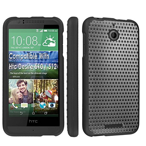 Htc Desire 510 / 512 Case, [SkinGuardz] Black Form Fit Fancy Protection Case - [Silver Metal] Print Design