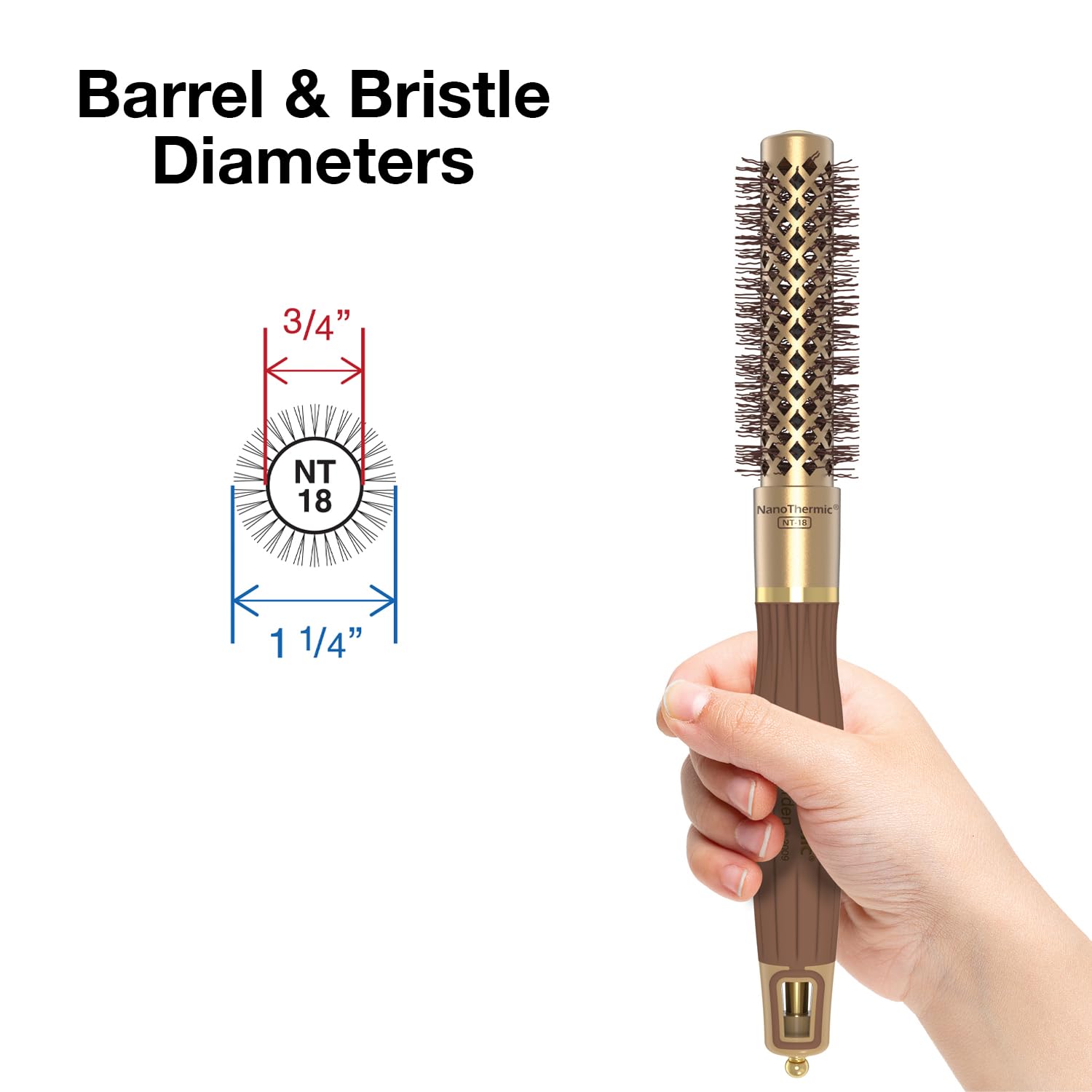 Olivia Garden NanoThermic Ceramic + Ion Round Thermal Hair Brush - Not Electrical - Professional Blowout Brush for Normal to Thick Hair