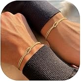 KOHOTA Valentines Day Gifts Silver Gold Bracelets for Women Trendy 14K Gold Plated Bracelet for Women Non Tarnish Dainty Stackable Heart Pearl Knot Beaded Bracelets Stack Set Charm Mothers Day Jewelry