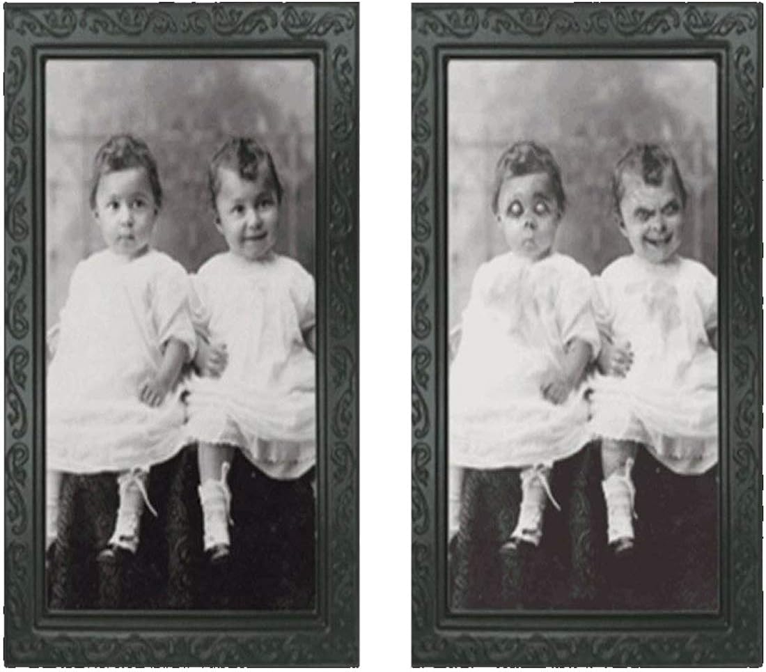 Amazon Co Jp H 双子の赤ちゃん 3dゴーストフォトフレーム インテリア雑貨 ハロウィン ホラー だまし絵 絵画 ポスター 額縁 不気味 お化け 壁紙 悪戯 寝室 肝試し ゾンビ 骸骨 恐怖 怖い リビング トイレ ベットルーム ジュエリー