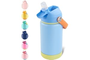 Kerilyn 12oz Kids Insulated Water Bottle, Leak-Proof Toddler Cup with Straws Lids, Kids Water Bottles for School Boys Girls, 