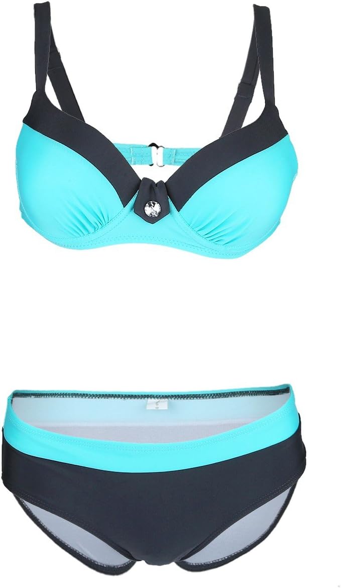 Sportmusies Women's Two Piece Swimsuit Padded Push Up Bikini Set Colorblock Bathing Suit