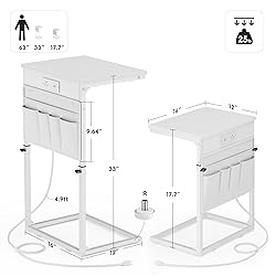 Vagusicc C Shaped End Table with Charging