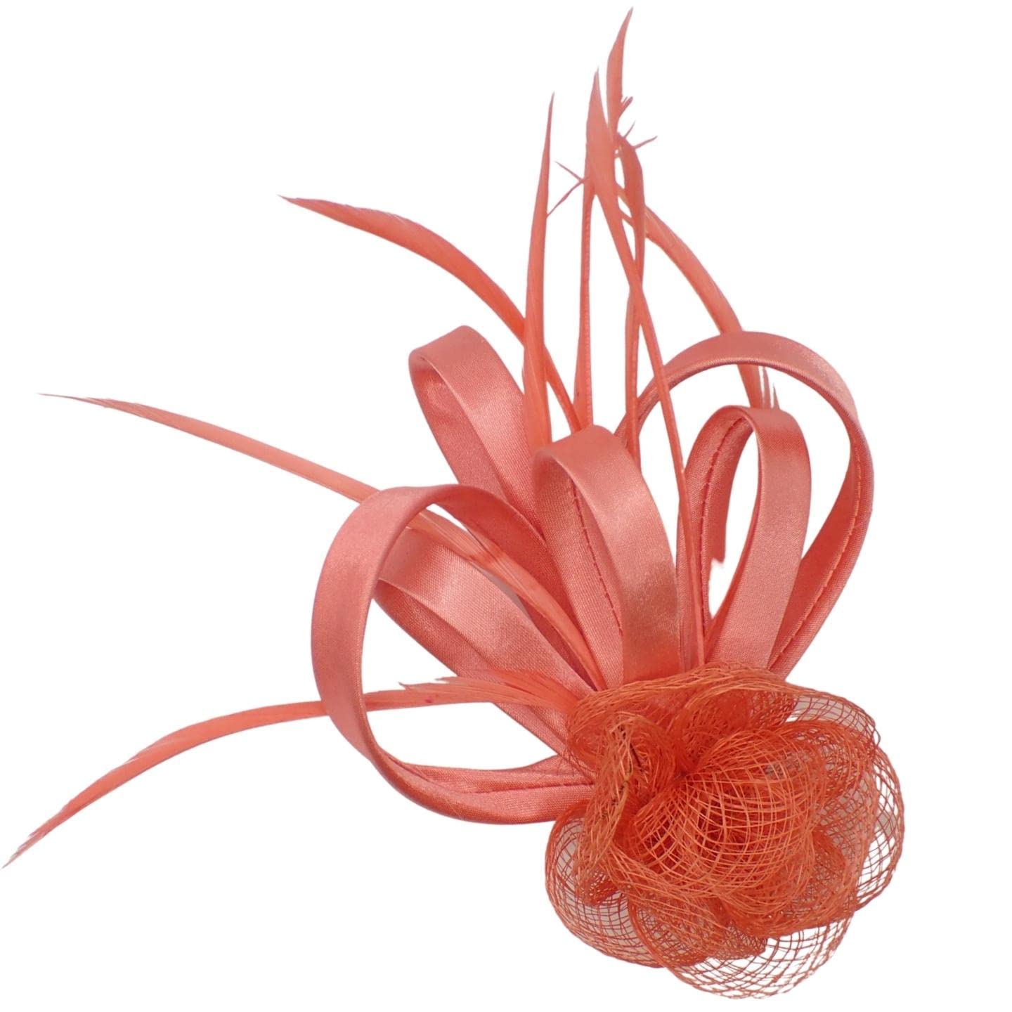 Topkids Accessories Mini Fascinator Hair Clips Small Fascinators Fascinator Flower Hair Clip Wedding Clip Royal Ascot Hat Wedding Corsage On Clip & Brooch Pin For Women, Ladies, Girls (Peach)