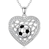 Soccer Necklace 925 Sterling Silver Soccer Pendant Necklace Sport Jewelry Gifts for Women