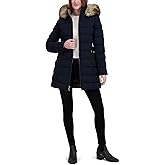 Laundry by Shelli Segal Women's Stretch Quilted Puffer Jacket – Long Winter Coat With Faux Fur Hood