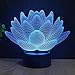 Gift Ideas Lotus Night Lights 3D Illusion lamp Animal Light Led Desk Lamps Unique Anniversary Gifts for Baby Home Decor Office Bedroom Wedding Party Decorations Nursery Lighting 7 Color (Lotus)