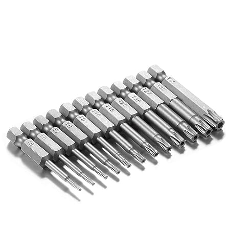 Torx Bits Schraubendreher Set, Qibaok 12tlg 50mm Extra lang und magnetisch 1/4 Zoll Sechskant Schaft Elektrische Schraubendre