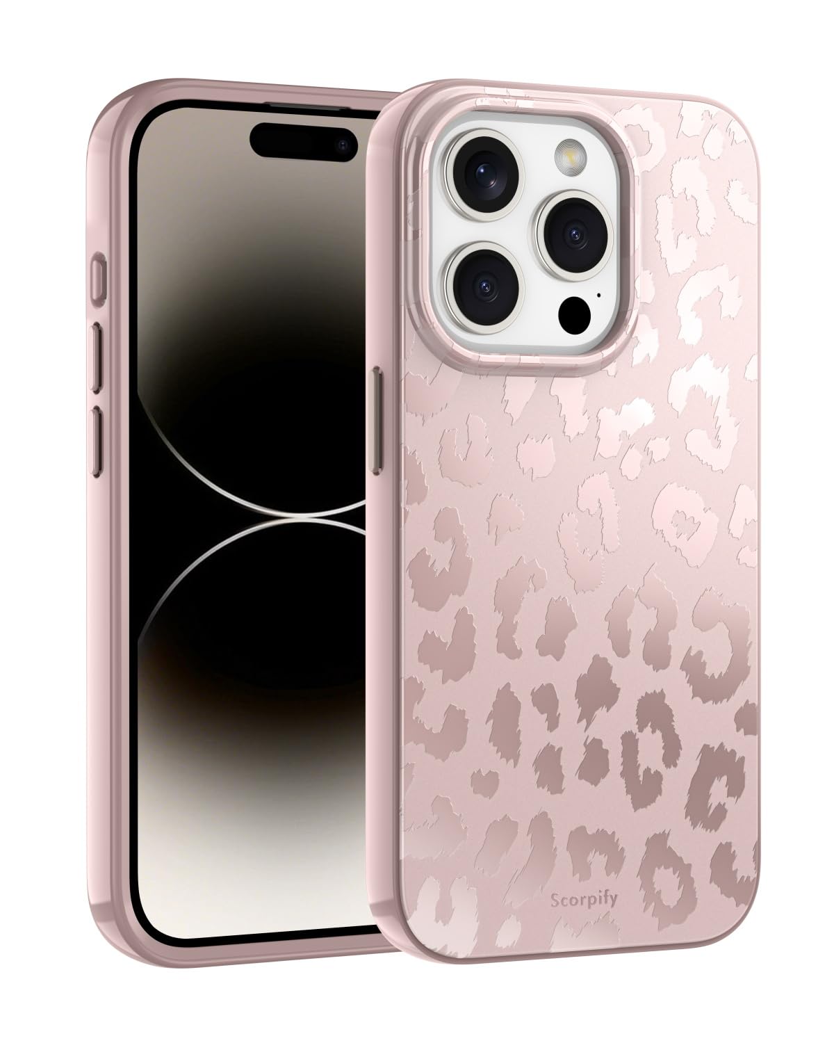 SCORPIFY for iPhone 15 Pro Max Case [Compatible with MagSafe] with Matte Nude Leopard Cheetah Print Design, Cute Magnetic Phone Cover for Women Girls, Beige Neutral Aesthetic, Cream Slim Bumper