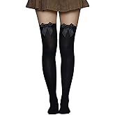Bestjybt Women's Satin Bow Stockings Thigh High Over Knee Stockings