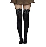 Bestjybt Women's Satin Bow Stockings Thigh High