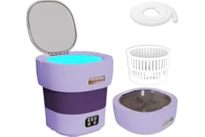 CNCJ Portable Washing Machine with Spinner, 2 in 1 18L Large Small Laundry Portatil, Foldable Mini Underwear Washer, Collapsible Washer for Baby Clothes, Apartment, Camping, Travel Purple