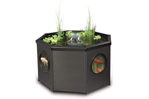 Pennington Aquagarden, Complete Raised Window Pond Kit - Octagon, Water Feature Pool, Includes Inpond 5 in 1 300 Pond & Water Pump with UV Clarifier, 106 Gallon Decking Pond, Three Fountain Displays,