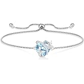 Vesitim Butterfly Bracelet for Women Sterling Silver Heart Jewelry Birthstone Charm Link Bracelet