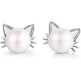 Han han Pearl Stud Earrings for Women 925 Sterling Silver, Pearl Jewelry Gift for Women 8MM-13MM