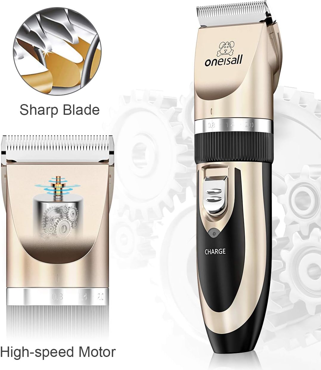oneisall Dog Shaver Clippers Low Noise Rechargeable Cordless Electric Quiet Hair Clippers Set for Dog Cat