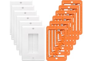 LEENUE Brush Wall Plate with Mounting Bracket, Cable Pass Through Decorator Cover for Low Voltage Wires, Single Gang Cord Hider for TV Home Theater System, White, 6 Pack