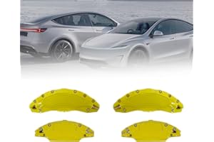 Qingchijun Tesla Model Y Juniper Accessories Yellow Brake Caliper Covers for 2025 2026 Tesla Model Y Juniper 19 20 Inch Wheel Front & Rear Brake Caliper Covers for Model Y Juniper Brake Caliper(4pcs)