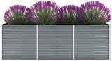 vidaXL Garden Raised Bed Outdoor Grey Galvanised Steel Planter 240x80x77 cm view 2
