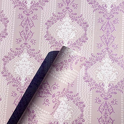 Yifely Retro Purple Damask Self Adhesive Shelf Drawer Liner Easy to Apply School Lockers Protective Paper 45x300cm