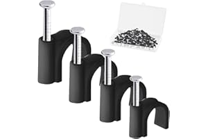 400pcs Cable Nail Clips, 4 Size (4/6/8/10mm) Durable Round Nails Cable Clips, Wire Tidy Clips Pins Cable Tacks for Ethernet, 