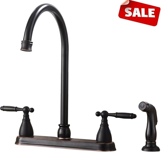 Double Handle Stainless Steel Bronze Kitchen Faucet High Arch 360