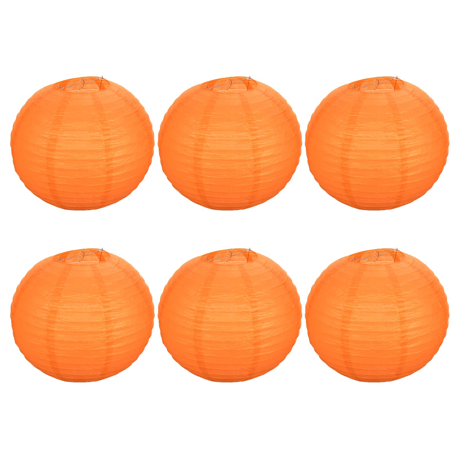 PATIKIL 16 Inch Paper Lanterns, 6 Pack Round Folding Hanging Lamp Shade for Wedding Home Party Festival Celebration, Orange — image 1