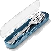OXO Good Grips Prep and Go Utensils With Case - Ocean Blue | Reusable Stainless Steel Fork, Knife &amp; Spoon, Compact Travel Case, Ideal for Work, School, Picnics, Dishwasher Safe