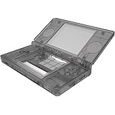 eXtremeRate Clear Black Replacement Full Housing Shell for Nintendo DS Lite, Custom Handheld Console Case Cover with Buttons, Screen Lens for Nintendo DS Lite NDSL - Console NOT Included