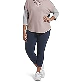 No nonsense Women's Blackout Cotton Capri Leggings Super Soft Stretch Pull On Pants, Available in Plus Size