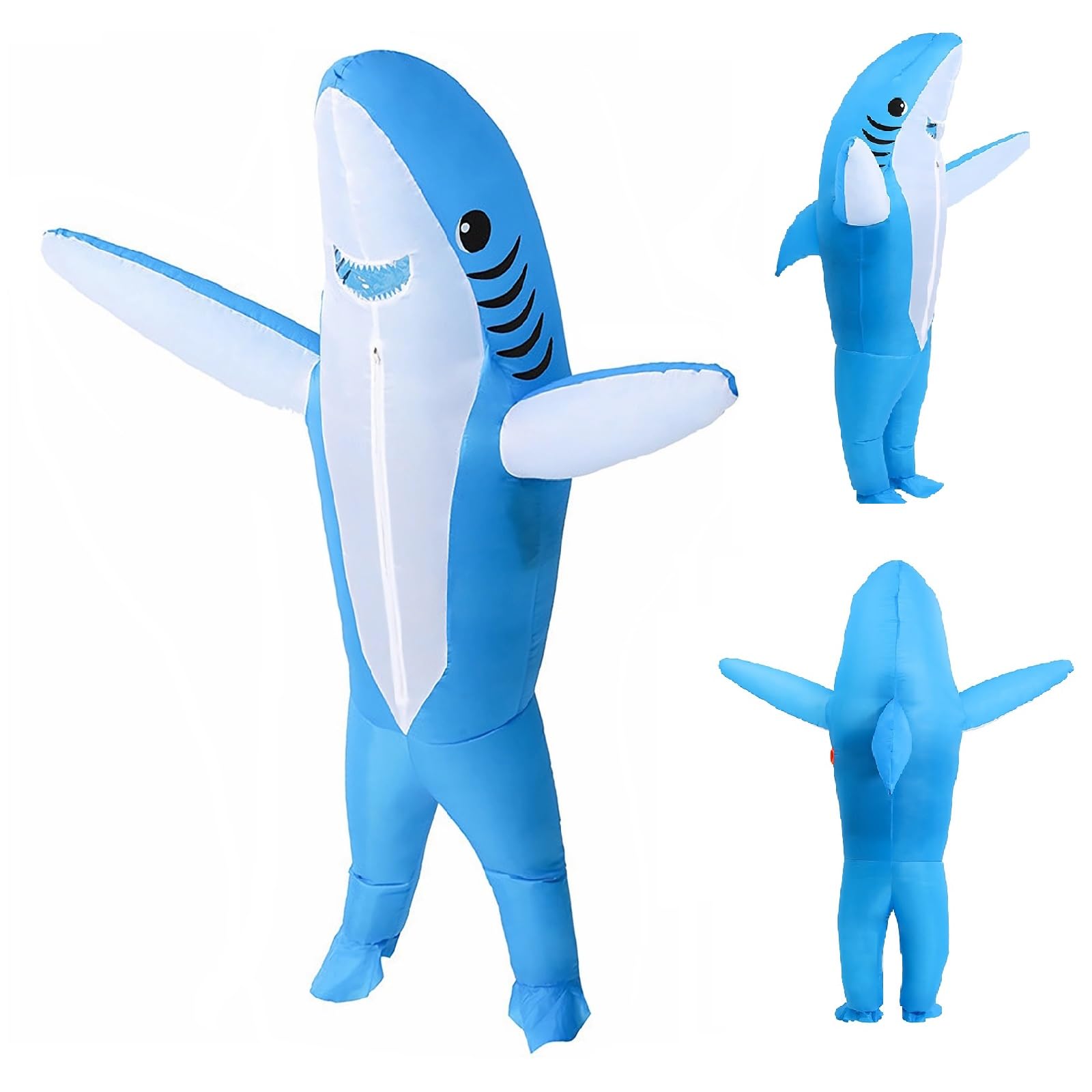 Inflatable Shark Costume for Adult Halloween Costume Funny Blow Up Shark Costumes Fancy Dress for Cosplay Party Blue