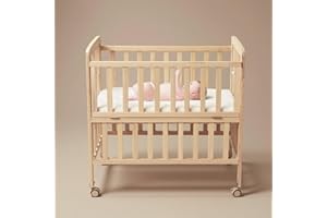 Flwrgirl Convertible Mini Baby Crib - Portable Bedside Bassinet with Mattress Included,3 Heights Baby Cribfor Small Room and Newborns,Unpainted