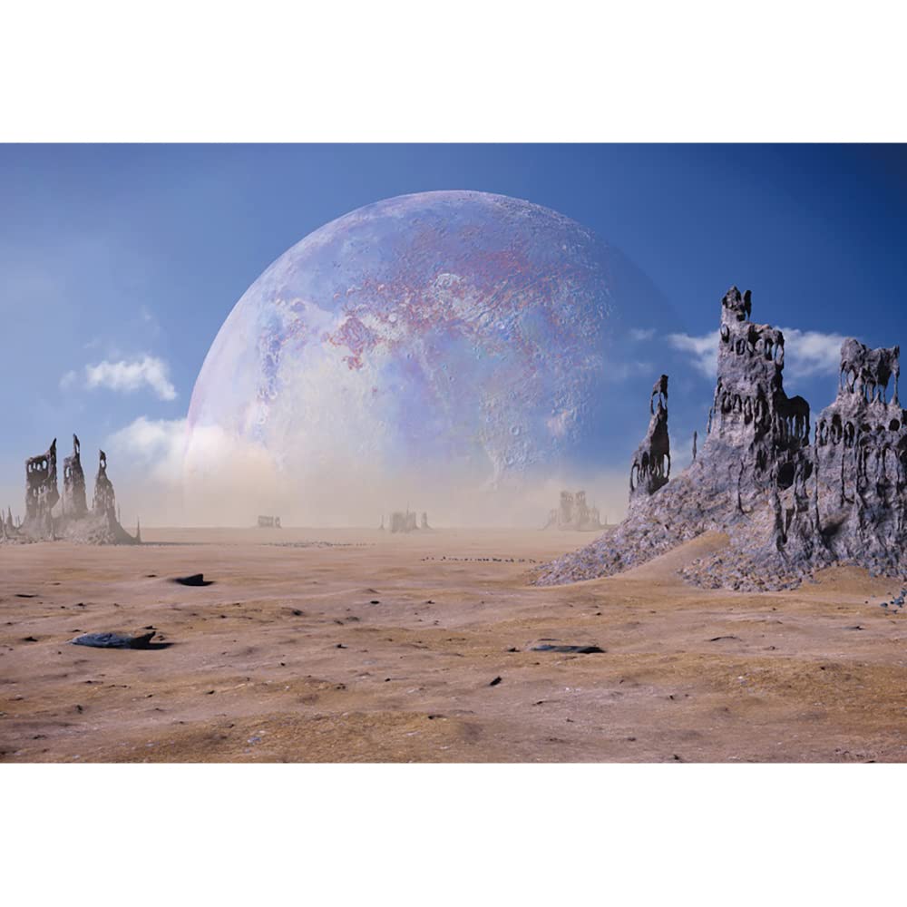 Aoihrraan 7x5ft Desert Night Backdrop Abstract Cosmos Moon Weird Mysterious Rock Horror Wilderness View Photography Background Travel Vacation Holiday Party Kids Boy Men Portrait Photo Studio Prop
