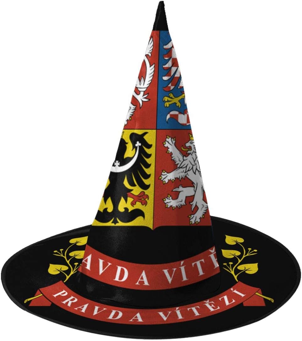 Czech Republic Coat of Arms Female Witch Oxford Hat, Costume Accessories for Halloween Party Costume Party Cosplay