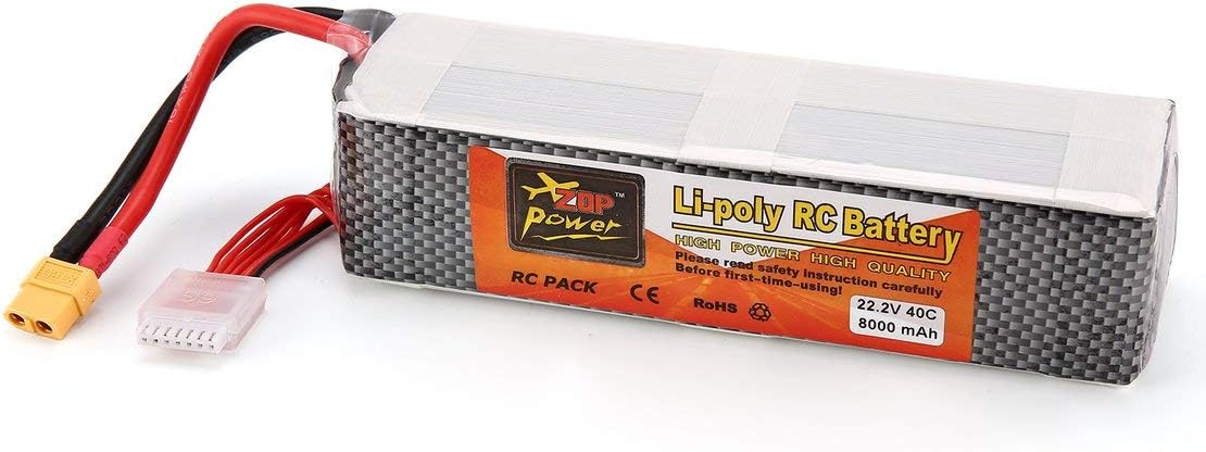 ZOP Power 22.2V 8000mAh 40C 6S 1P Lipo Battery XT60 Plug Rechargeable for RC Racing Drone Quadcopter Helicopter Car Boat Model&(Color:Dark-Gray)