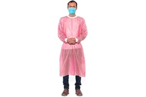 10 Pack Pink Medical Isolation Gowns Disposable Hospital-Grade Surgical Lab Coat for Women - Essential PPE for Dental & Medical Professionals by PlastCare USA