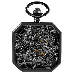 Whodoit Square Mechanical Pocket Watch Men's Black