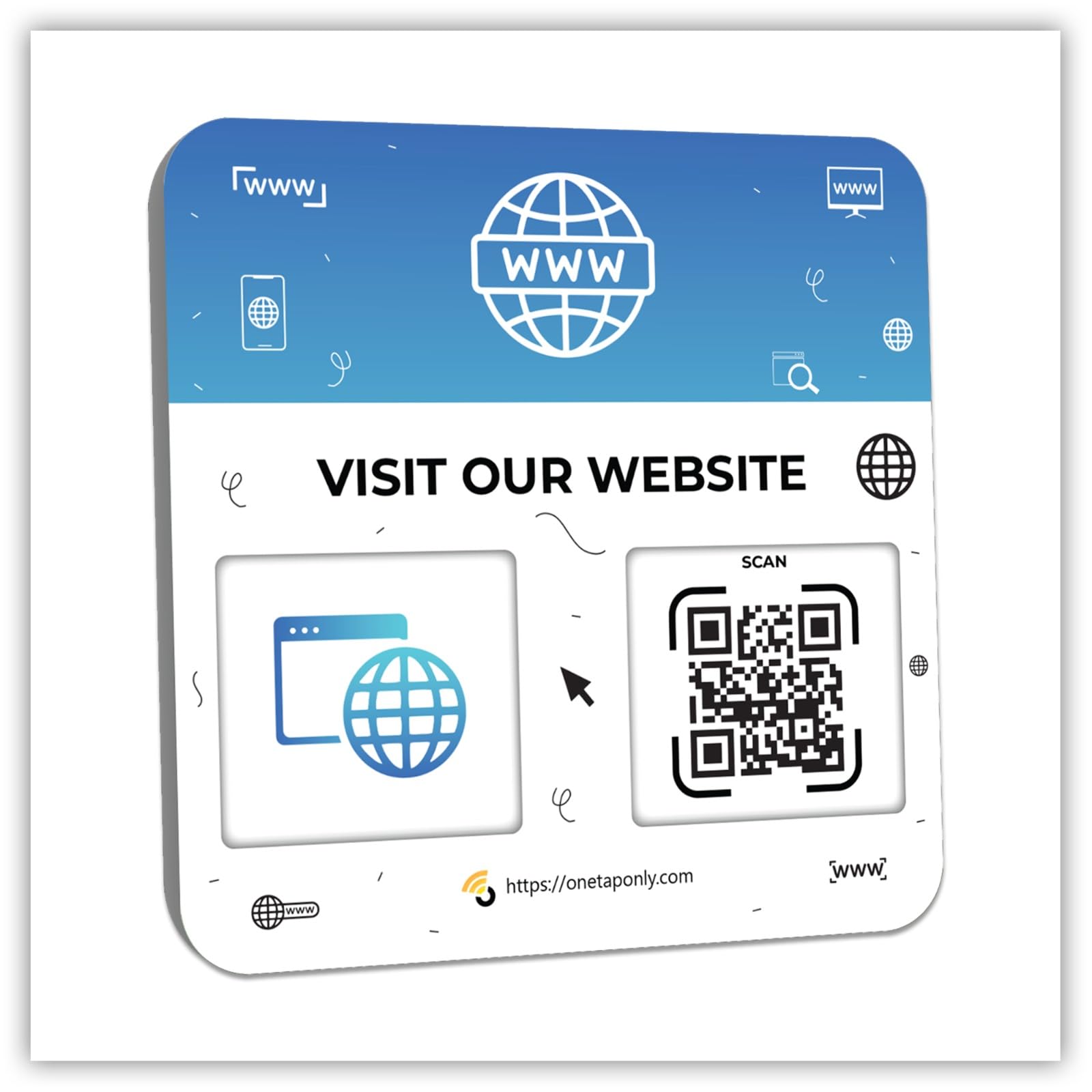 QR Plate Sign for Social Media-Get More Reviews, Followers and Boost Your Presence (1-Website-QR-Plate)
