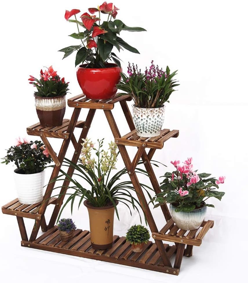 YXB Flower Stand Flower Display Rack Wooden Outdoor Free Standing Plant Stand Indoor Storage