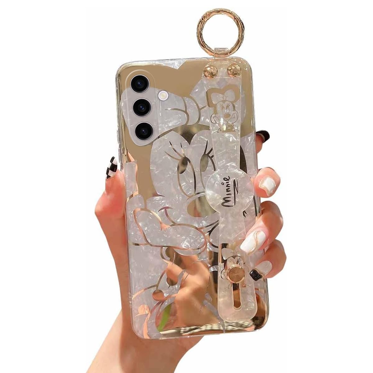 Photo 1 of Meishangmei for Samsung Galaxy S23 FE Case 6.4" Sparkle Bling with Strap Stand Cute Pattern IMD Plating Design Silicone Shockproof Protective Glitter - Minnie