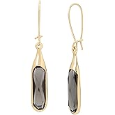 Robert Lee Morris "Set In Stone" Faceted Stone Long Drop Earrings (Black, Gold)