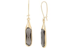 Robert Lee Morris "Set In Stone" Faceted Stone Long Drop Earrings (Black, Gold)
