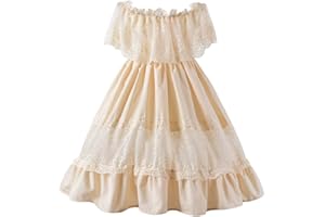 fioukiay Toddler Girl-Wedding-Princess-Maxi-Dress Boho Off Shoulder Lace Ruffle Dress Gowns Holiday Dresses