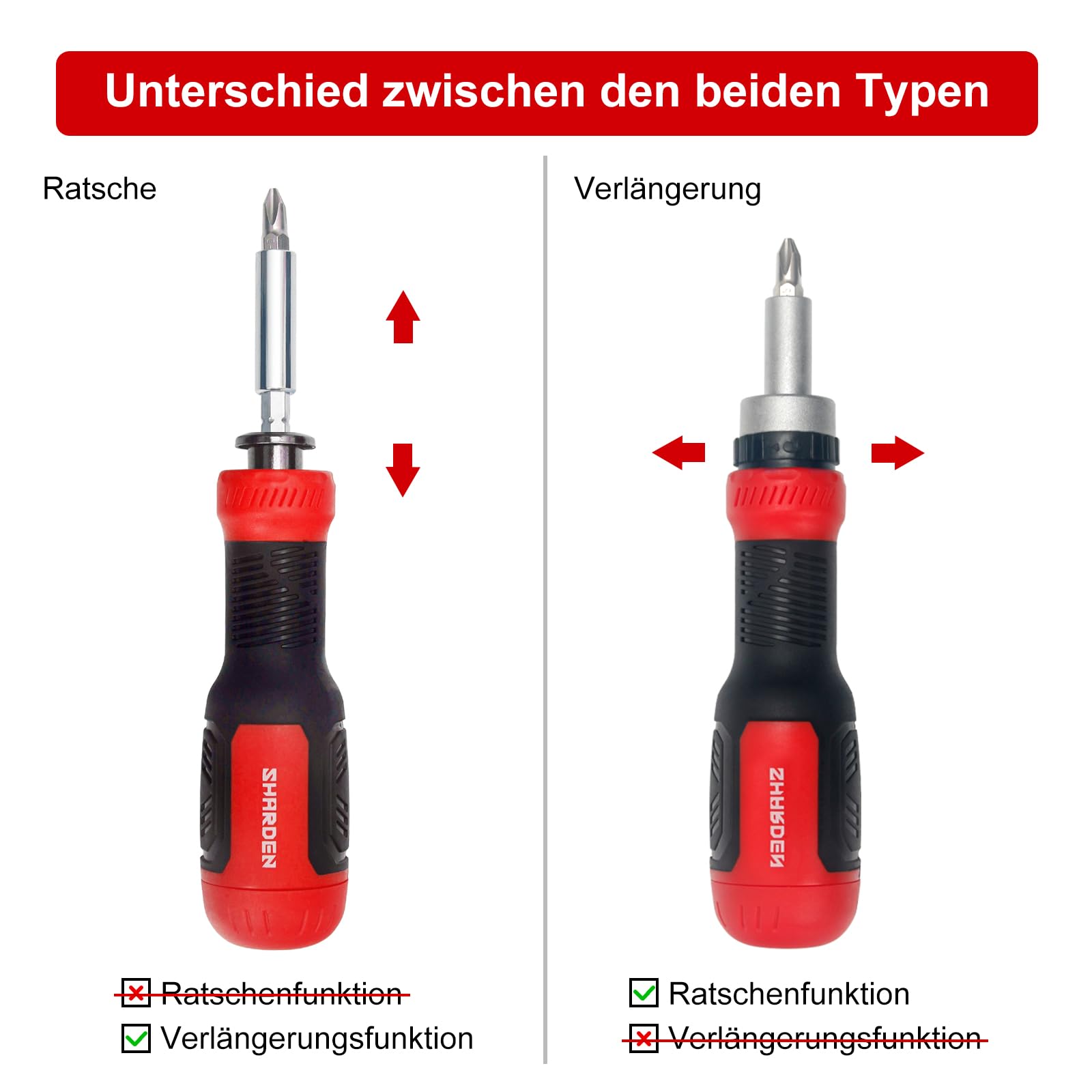 SHARDEN Multibit Schraubendreher 13-in-1 Magnetische Schraubendreher Set 9