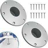 SPNKMJUJ 2 Pack Sliver RV Table Base Mount Aluminum Camper Table Base Mount with 6 Mounting Holes Floor Mounting Base Includes Mounting Screws